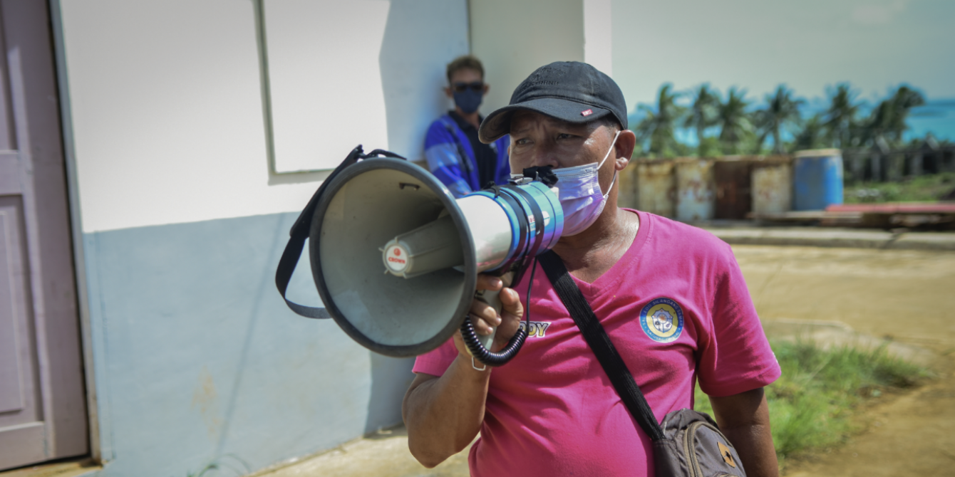 Brgy. Chairman Sentino Uy, 48, secured the safety of his constituents who evacuated in Brgy. Palanas, Salcedo, E. Samar. (Photo: Alren Beronio/Oxfam)